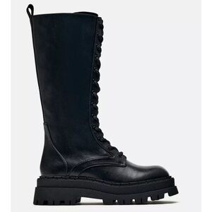 Zara Black Lace-Up Women's Boots
